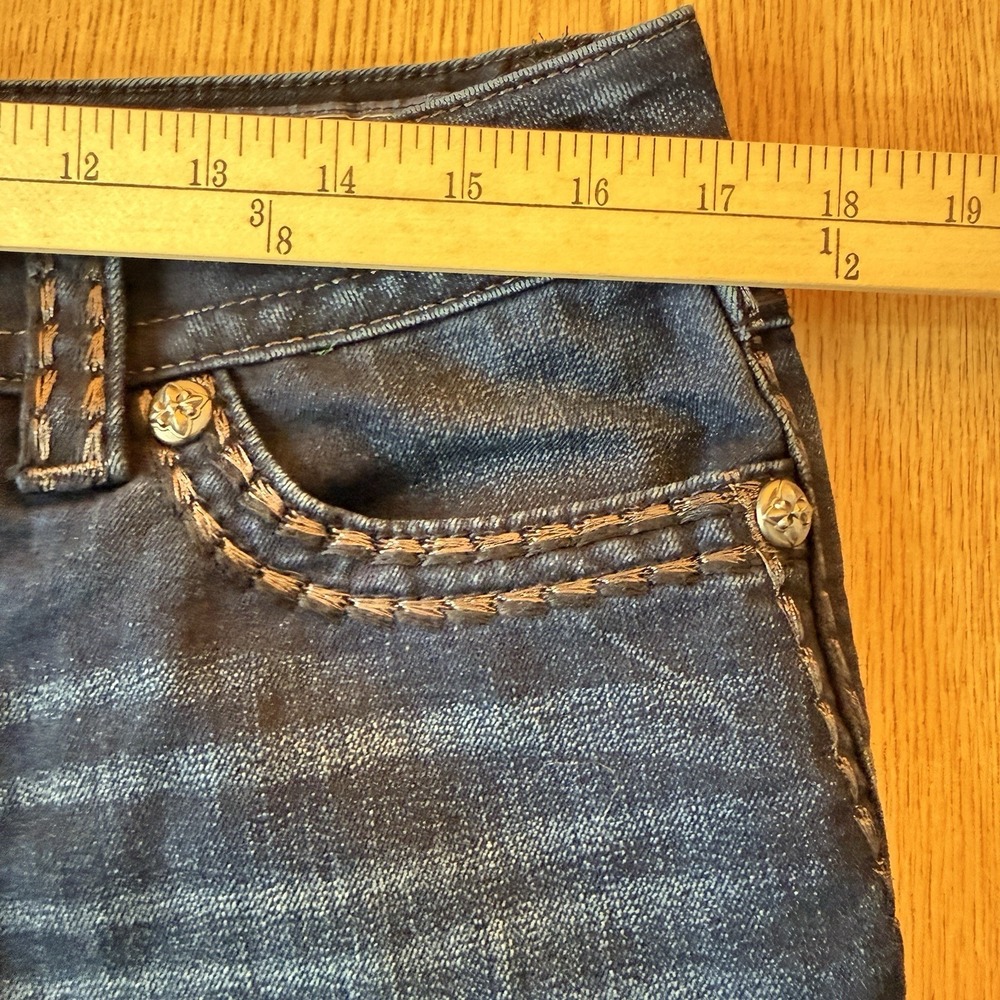 Miss Me Signature Skinny Jeans Womens 30 Dark Wash Low Rise Flap Pocket Stretch - Picture 11 of 13